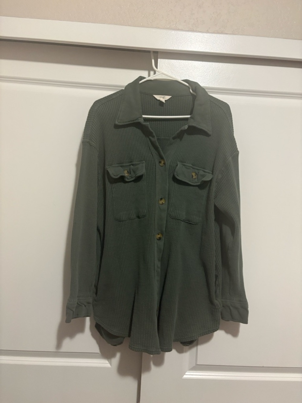 Terra & Sky Sage Green Waffle Knit Shacket size 0X